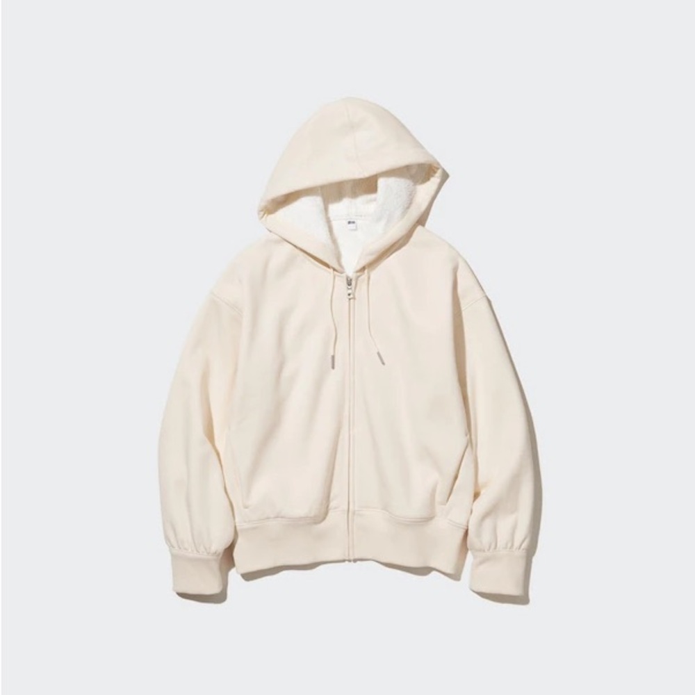 Cream Zip-Up Hoodie and sweatpants athleisure set